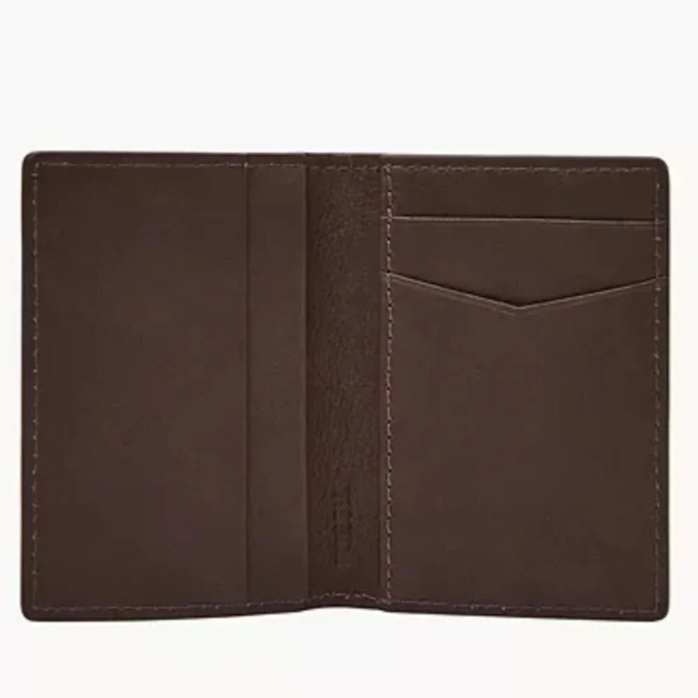 FOSSIL Brown Cillian Card Case Bifold Wallet w/ MultiColor Stripes, NWT ✨